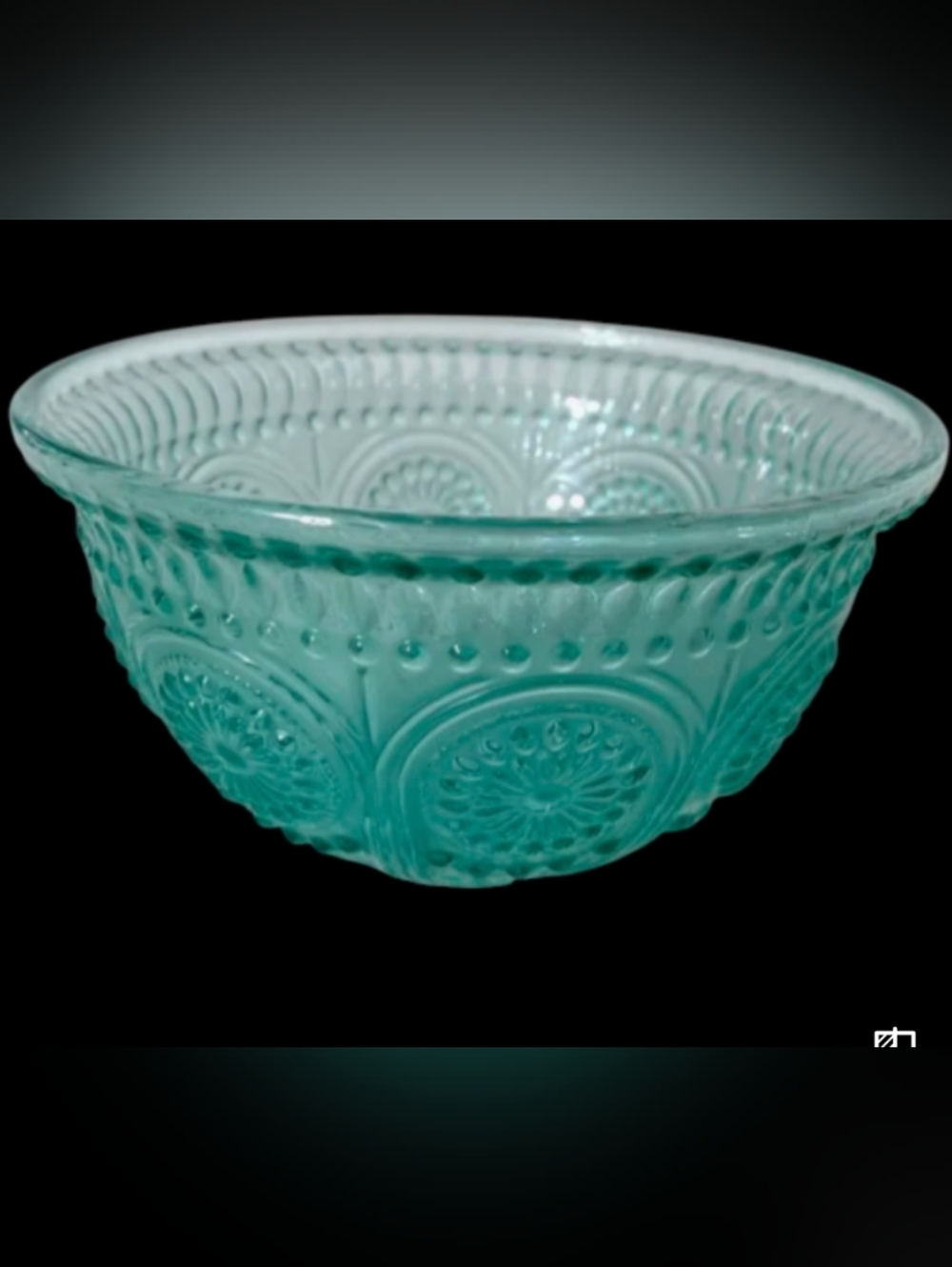 Set of 6 Pioneer Woman Adeline Teal Embossed Glass Bowls - 13 oz